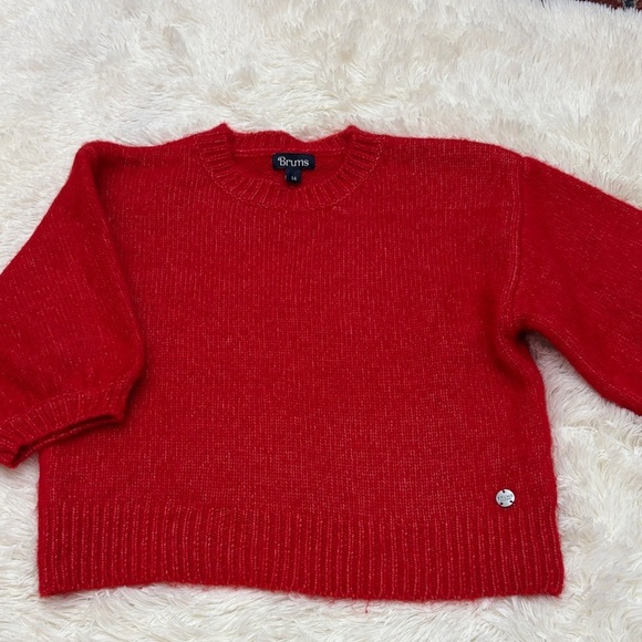 BRUMS MILANO Vibrant Red Crew Neck Sweater, cropped, made in Italy🇮🇹, size 14 /S - Picture 6 of 12